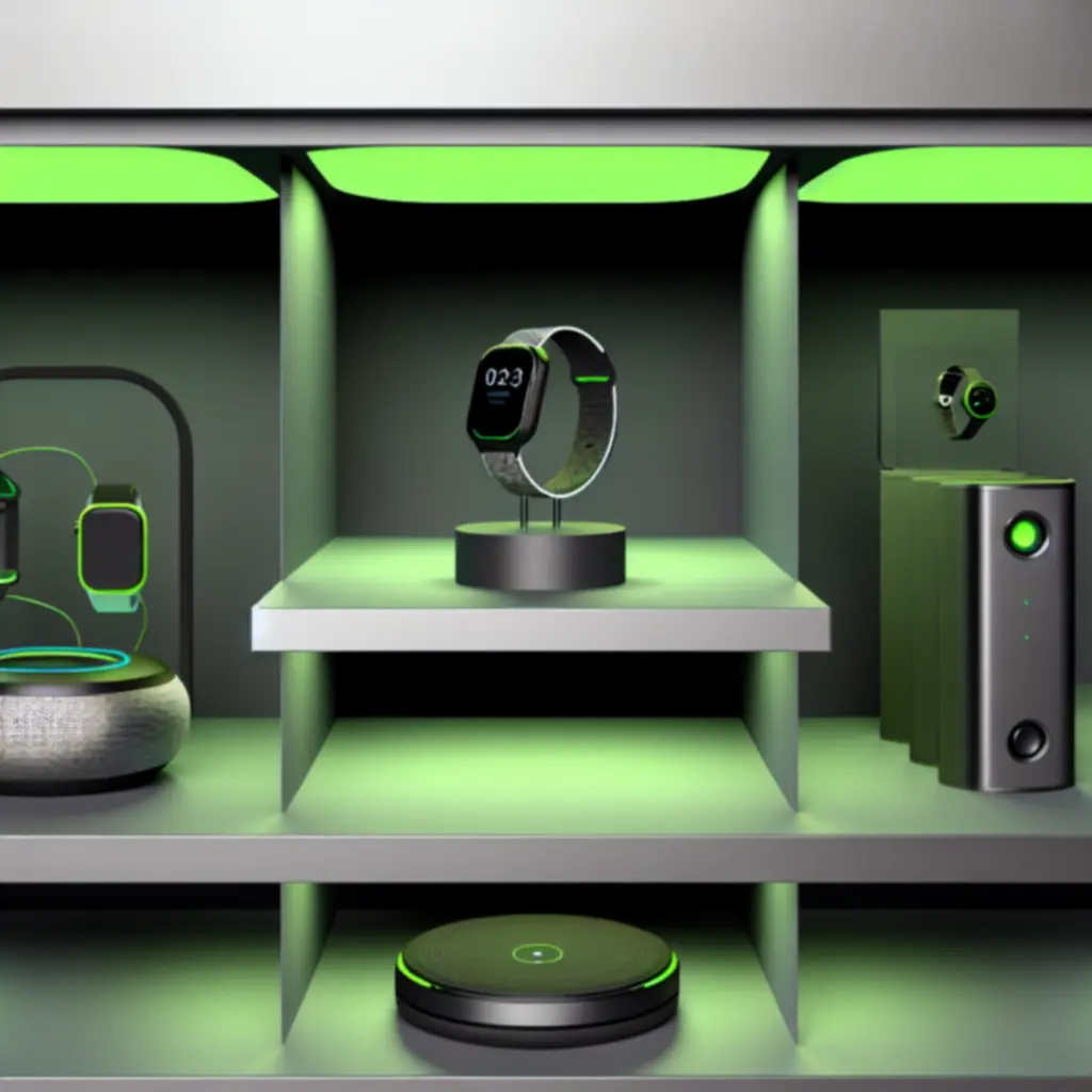 Prezentacja nowych urządzeń elektronicznych na futurystycznym tle